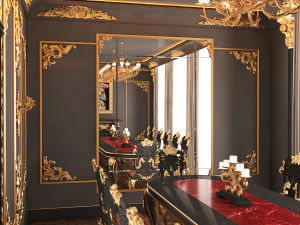 क्लासिक डाइनिंग रूम 01 ब्लैक 3D मॉडल