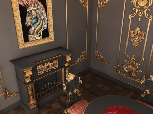 Classic Dinning Room 01 Black 3D Model