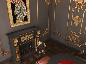 क्लासिक डाइनिंग रूम 01 ब्लैक 3D मॉडल