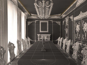 Classic Dinning Room 01 Black 3D Model