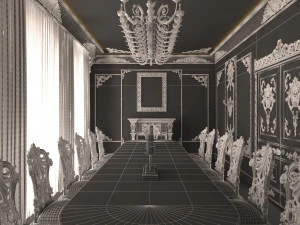 क्लासिक डाइनिंग रूम 01 ब्लैक 3D मॉडल