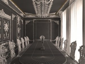 Classic Dinning Room 01 Black 3D Model