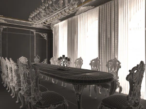 क्लासिक डाइनिंग रूम 01 ब्लैक 3D मॉडल
