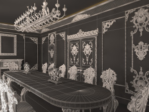 Classic Dinning Room 01 Black 3D Model