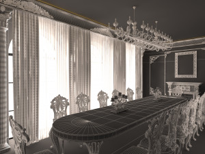 Classic Dinning Room 01 Black 3D Model