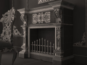 Classic Dinning Room 01 Black 3D Model