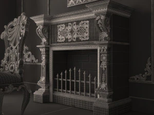 क्लासिक डाइनिंग रूम 01 ब्लैक 3D मॉडल