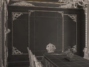 क्लासिक डाइनिंग रूम 01 ब्लैक 3D मॉडल