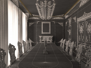 Classic Dinning Room 01 Black 3D Model