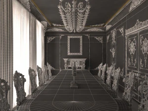 क्लासिक डाइनिंग रूम 01 ब्लैक 3D मॉडल