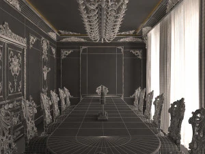 क्लासिक डाइनिंग रूम 01 ब्लैक 3D मॉडल