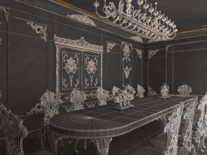 क्लासिक डाइनिंग रूम 01 ब्लैक 3D मॉडल