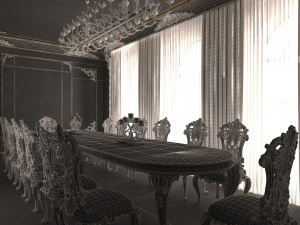 क्लासिक डाइनिंग रूम 01 ब्लैक 3D मॉडल
