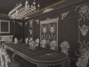 Classic Dinning Room 01 Black 3D Model