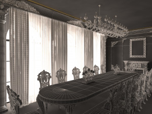 Classic Dinning Room 01 Black 3D Model