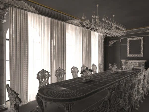 क्लासिक डाइनिंग रूम 01 ब्लैक 3D मॉडल