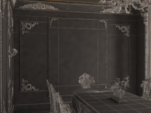 Classic Dinning Room 01 Black 3D Model