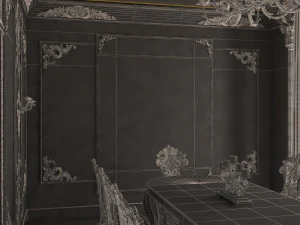 क्लासिक डाइनिंग रूम 01 ब्लैक 3D मॉडल
