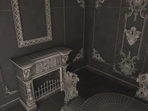 क्लासिक डाइनिंग रूम 01 ब्लैक 3D मॉडल