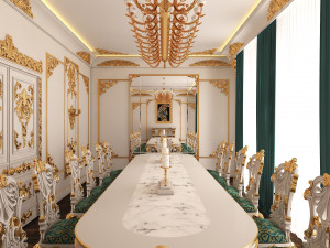 Classic Dinning Room 01 White and Gold 3Dモデル