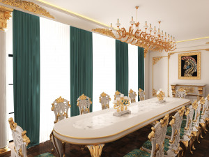 Classic Dinning Room 01 White and Gold 3Dモデル