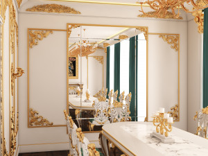 Classic Dinning Room 01 White and Gold 3Dモデル