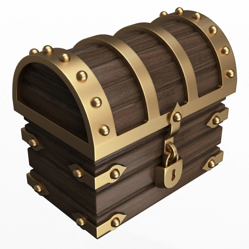 Chest Treasure 3D Model .c4d .max .obj .3ds .fbx .stl .blend 