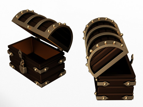 Chest Treasure Opened 3D Model