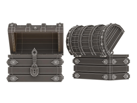 Chest Treasure Opened 3D Model