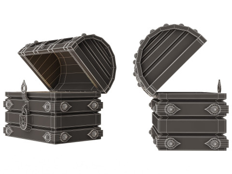 Chest Treasure Opened 3D Model