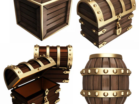 Collezione di casse e bauli di tesori Modello 3D