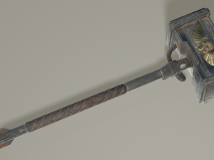 battle hammer low-poly 3D मॉडल