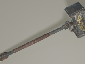 battle hammer low-poly Model 3D