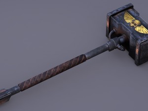 battle hammer low-poly Model 3D