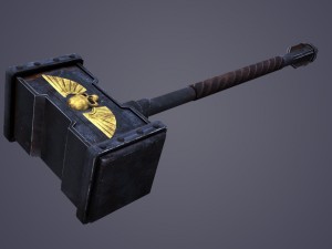 battle hammer low-poly Model 3D
