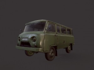 uaz 452 old military Modello 3D
