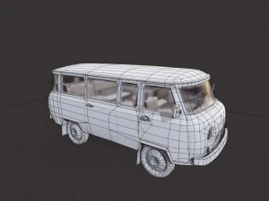uaz 452 old military 3D Model