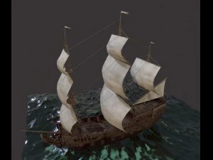3d sailboat galleon model 3D Model