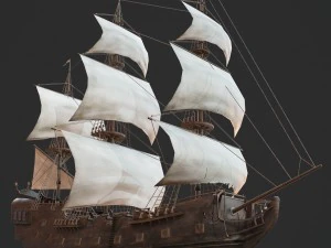 3d sailboat galleon model 3D Model