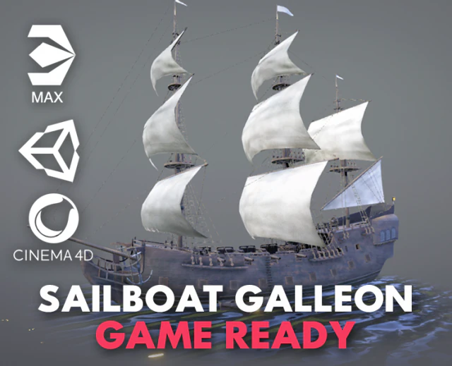 3d sailboat galleon model 3D Model .c4d .max .obj .3ds .fbx .stl .blend