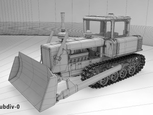 3d dt-75 - soviet ttractor - buldozer 3D Model