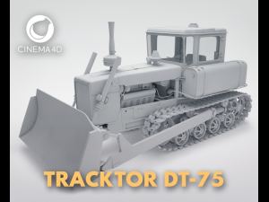 3d dt-75 - soviet ttractor - buldozer 3D 모델