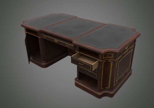 classical wooden writing table model 3D Модель .c4d .max .obj .3ds .fbx .stl .blend 
