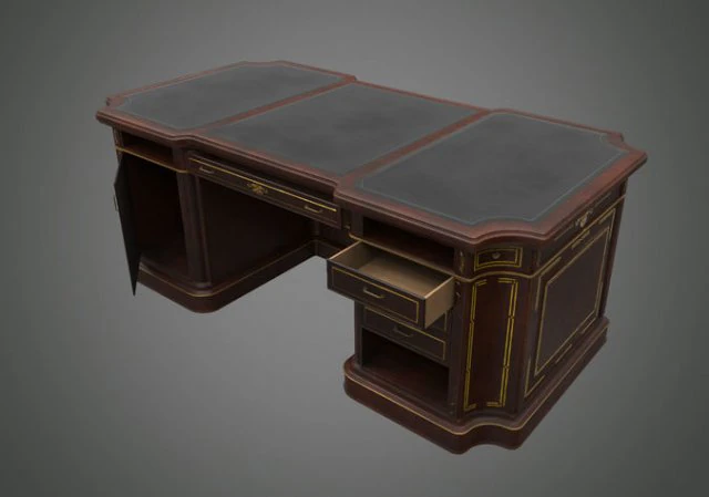 classical wooden writing table model 3D Model .c4d .max .obj .3ds .fbx .stl .blend