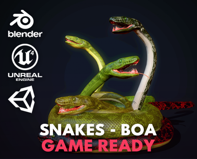 snakes boa - game ready Modelo 3D .c4d .max .obj .3ds .fbx .stl .blend 
