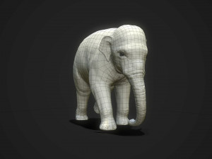 asian elephants - game ready Model 3D