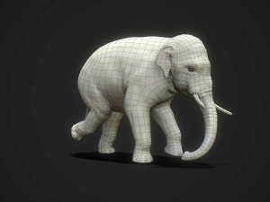 asian elephants - game ready Model 3D