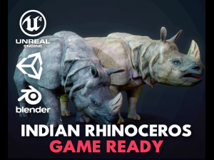 indian rhinoceros - game ready 3D Model