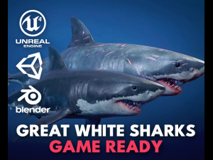 great white sharks - game ready 3D Model