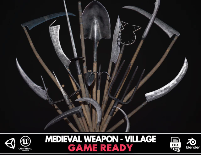 Medieval Weapon - VIllage 3D Model .c4d .max .obj .3ds .fbx .stl .blend 